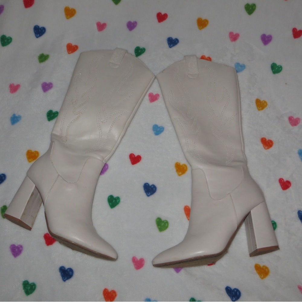 Windsor Cream leather mid calf boots